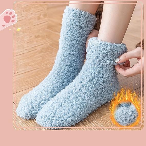 Vinterstrømper til kvinder, 5 par koralfleece gulvstrømper, tykke, fluffy, fnugfri, one size