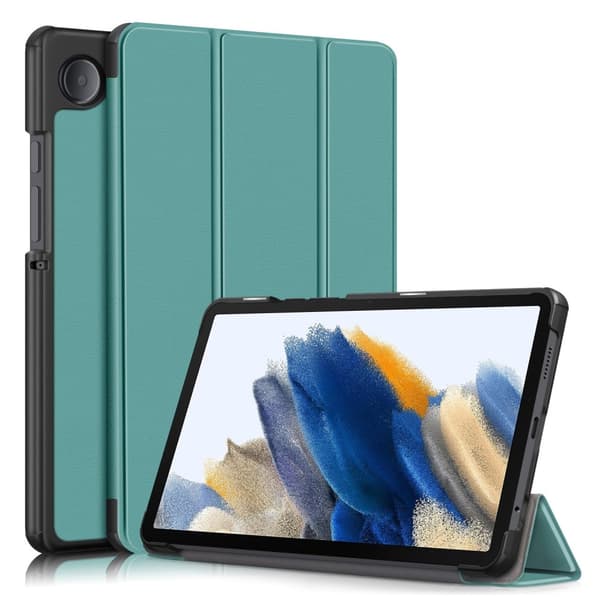 Samsung Galaxy Tab A9 Deksel Tri-Fold PU Lær Svart Grønn
