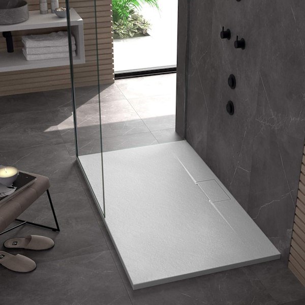 BASALT LÅNG VIT DUSCHBACK 80X100
