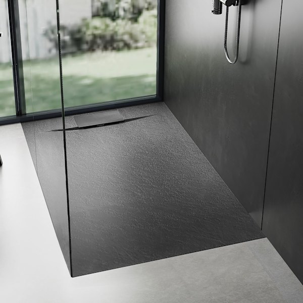 BASALT duschbrosch, svart, 80x120