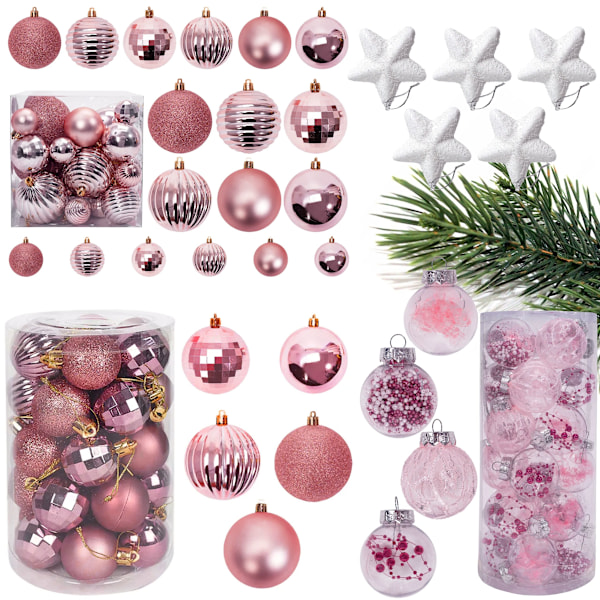Julgranskule-set Rosa/Vit 115 st.