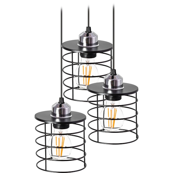 TAK HÄNGANDE LAMPA TRIPPEL METALL LOFT 392204 SVART