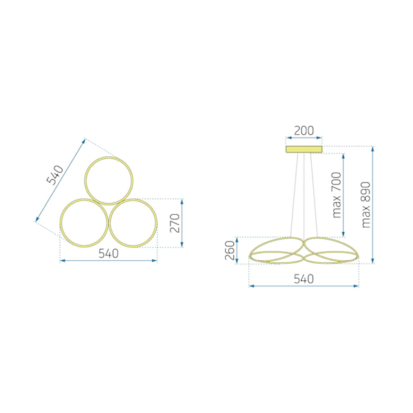 Modern LED-taklampa + pilot App794-CP platt guld