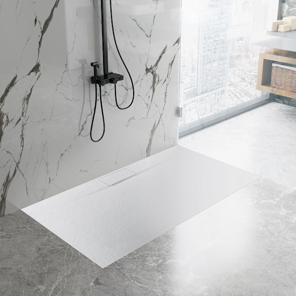 BASALT LÅNG duschbrosch vit 90x120