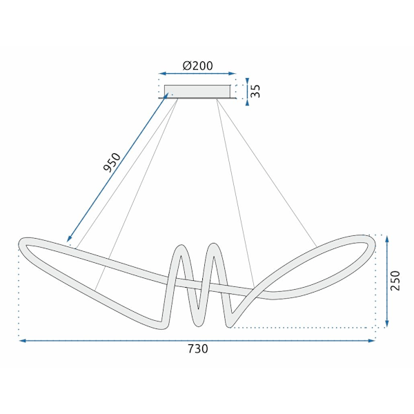 Modern LED-taklampa + pilot App824-CP guld