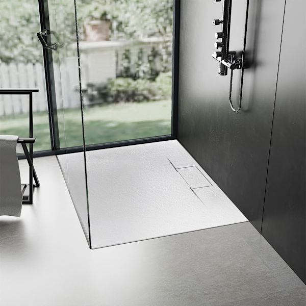 BASALT LÅNG duschbrosch vit 90x120