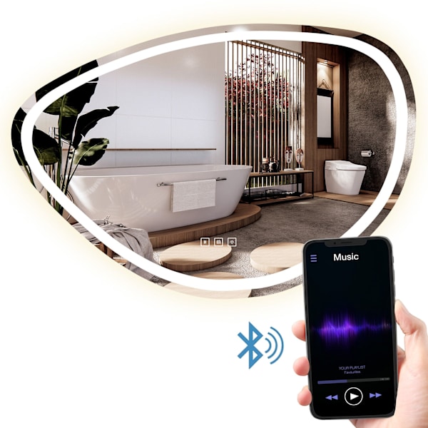 VÄGGSPEG LED MED BLUETOOTH-FUNKTION 70x100cm FOG