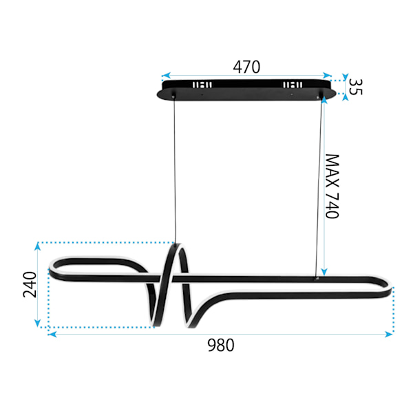 HÄNGANDE TAKLAMPA TOOLIGHT G038-CP SVART