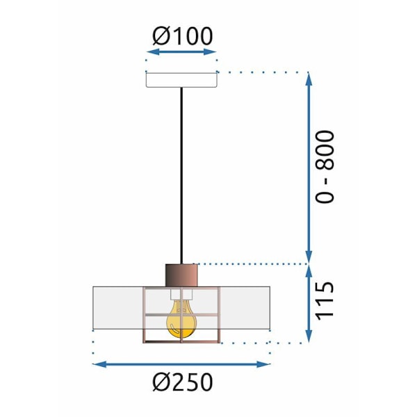 HÄNGANDE LAMPA APP1246-1CP SVART-ROSA GULD