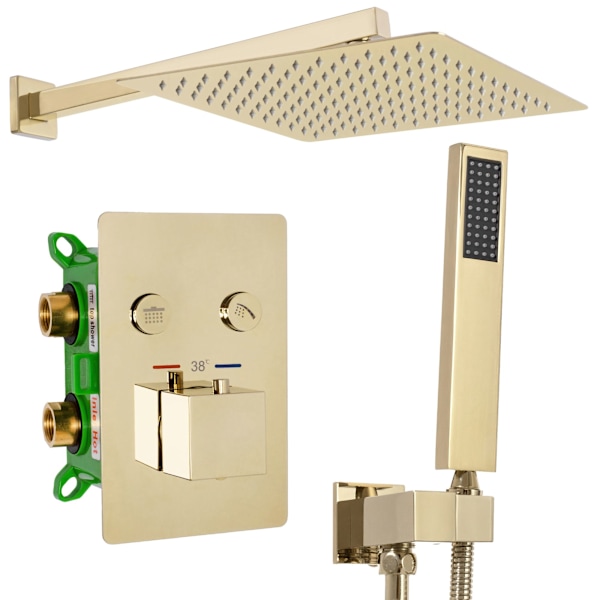 DOLD DUSCH SET FENIX DAVIS GOLD MED TERMOSTAT + LÅDA