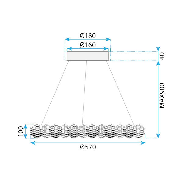 HÄNGANDE TAKLAMPA TOOLIGHT MS017-CP KROM 57CM