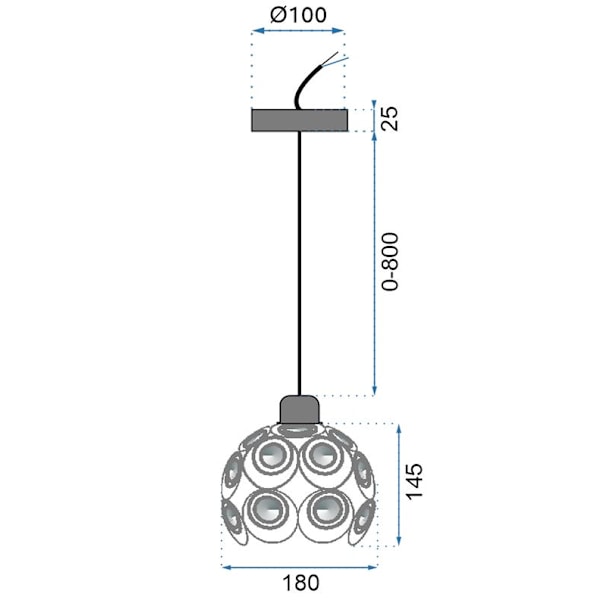 HÄNGANDE TAKLAMPA CRYSTAL APP207-1C KROM