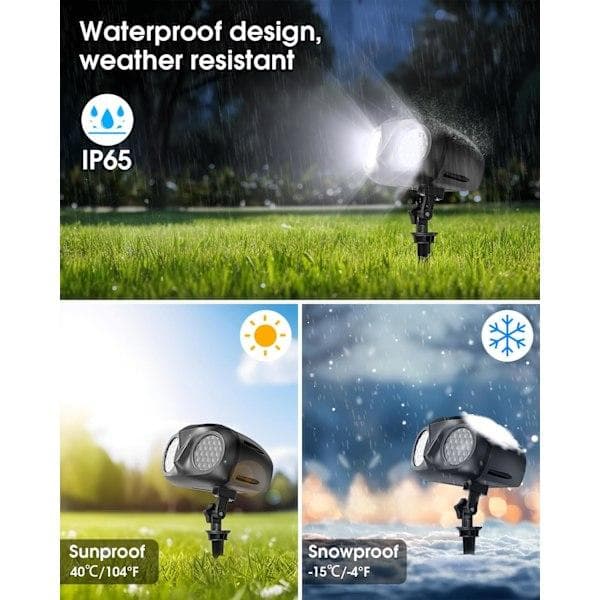 Projektor Dobbelthode Jul Snøfall LED-lamper med fjernkontroll, IP65 Vanntett