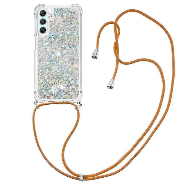 TPU-skal med kvicksandsdesign och snodd för Samsung Galaxy A25 5G Multicolor Silver/Hearts