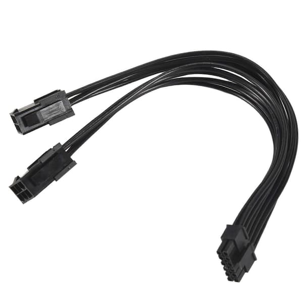 Dobbelt 6-benet til Mini 12-benet GPU-videokort strømkabel til RTX30-serien 3070 3080 3090, 20 cm (7,8 tommer) Black