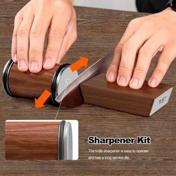 Roller Knife Sharpener for Kitchen Knives - 15° and 20° Industrial Diamonds - Precise Sharpening System - Instant Results
