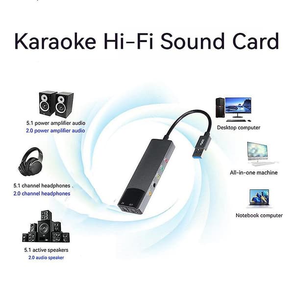 USB lydkort 7.1 5.1 kanals eksternt lydkort SPDIF optisk for PC-datamaskin
