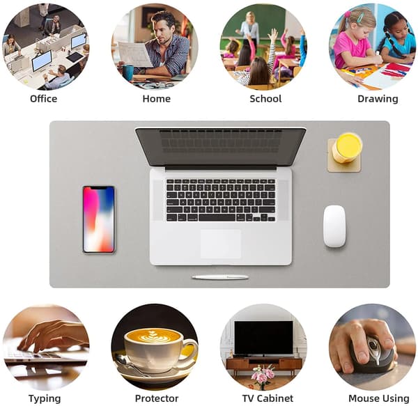 Large PU Leather Office Desk Protector Mat Waterproof Mouse Pad (Pink, 60x30cm)