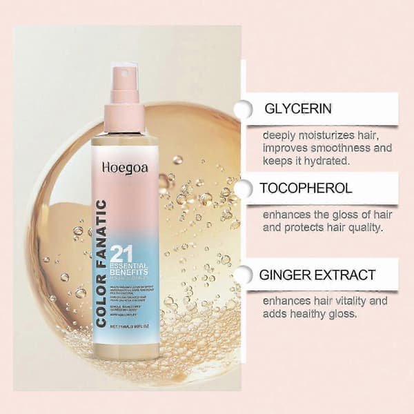 Fugtgivende Leave-In Spray til Farvebehandlet Hår med UV-beskyttelse, Glycerin, E-vitamin, Ikke-klæbrig, 114ml 1pc
