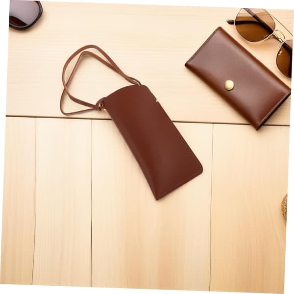 PU Glasses Case with Soft Padded Interior and Practical Neck Strap for Glasses Storage