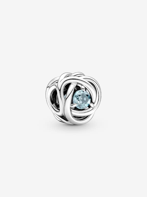 Pandora - Mars Hav Akvablå Evighedscirkel-charm - Sterlingsølv