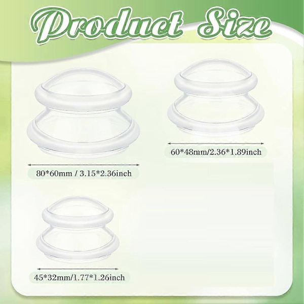 Silikone Cupping Terapi Sæt, Cupping Kit til Massage Terapi, til Cellulite Reduktion, Ledsmerter, Muskelsmerter Transparent white