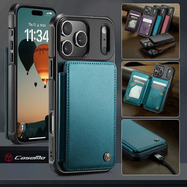 iPhone 17 Pro Max Case with Card Holder & RFID Protection Grön