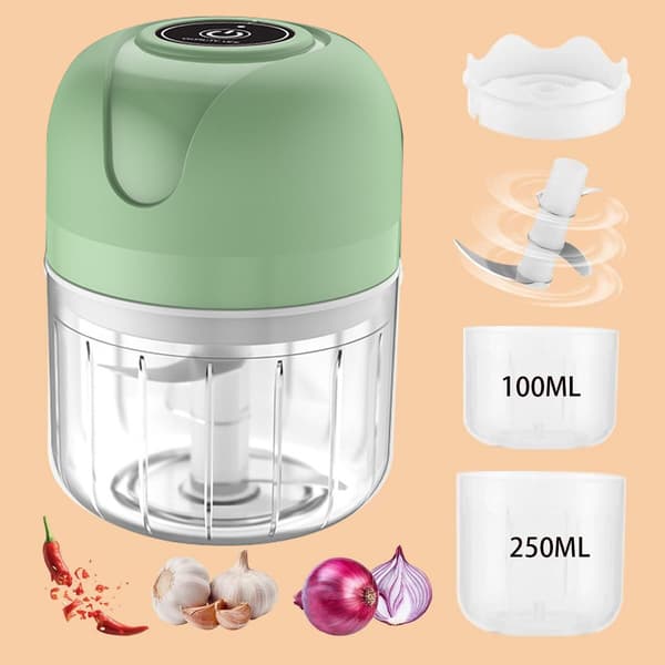 Electric Garlic Chopper, Portable Cordless Mini Chopper with USB Rechargeable Design, One-Button Operation Small Blender for Garlic Ginger Onion Nuts