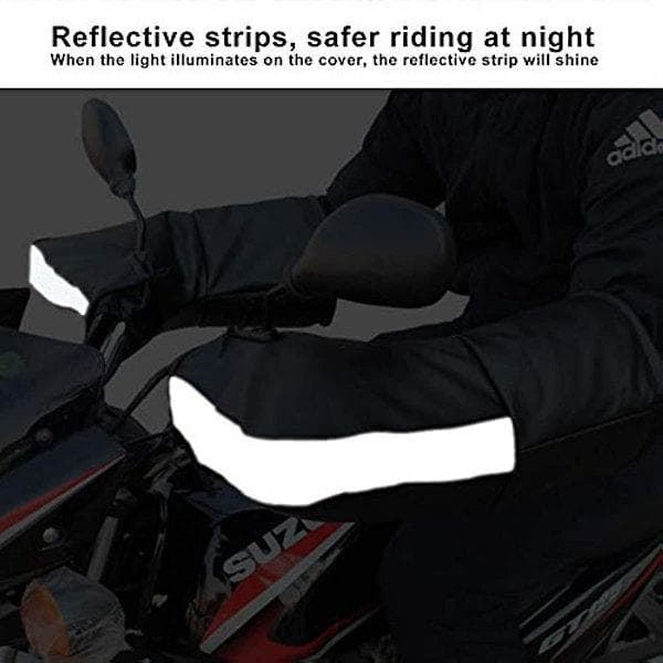 Motorcykelstyremuffar Vinter Vattentäta Handskar PU Förtjockade Vindtäta Styre