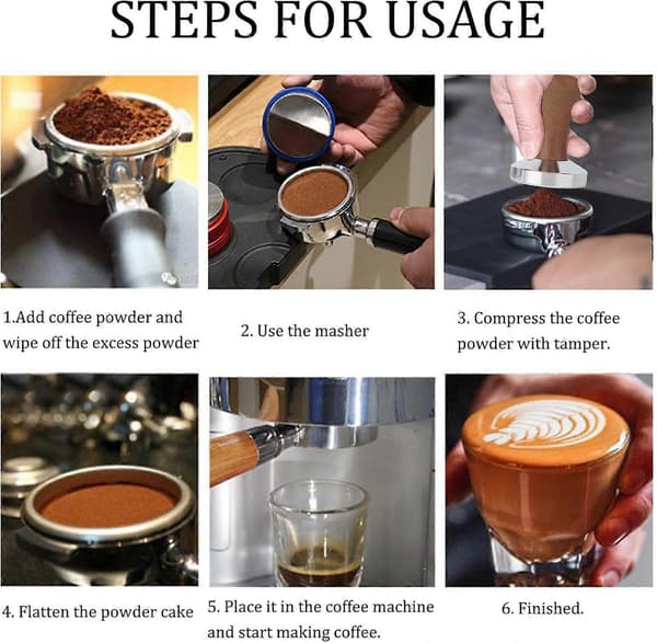 58 mm Tamper, Kaffetamper, 58 mm Espressotamper, Rustfritt stål og trehåndtak