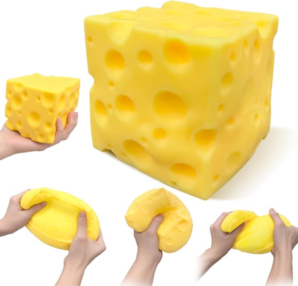 Cheese Cube Squishy, Fake Cheese Squeeze Block Calming Fidget Toys for Adults Square-10cm
