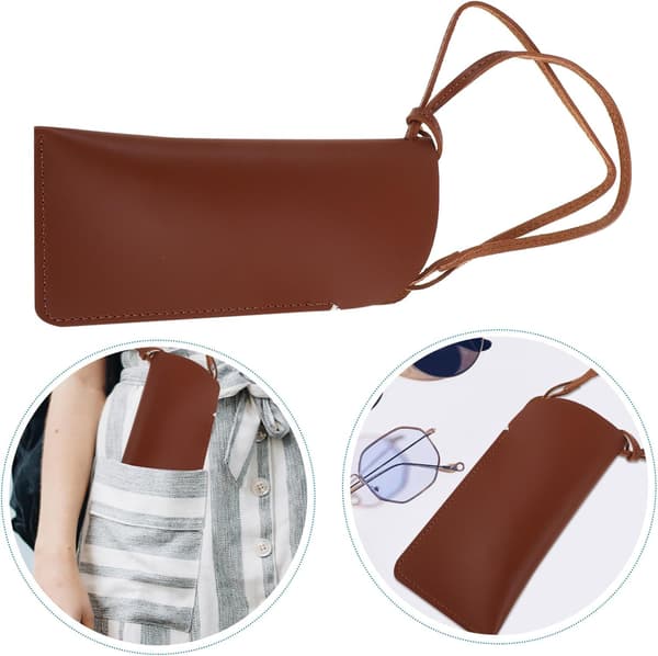 PU Glasses Case with Soft Padded Interior and Practical Neck Strap for Glasses Storage