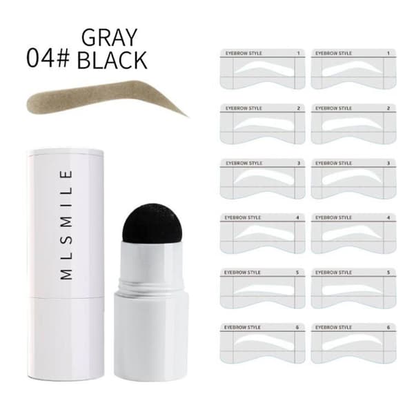 1 Sæt Perfekt Et-trins Øjenbrynsstempel-kit black grey