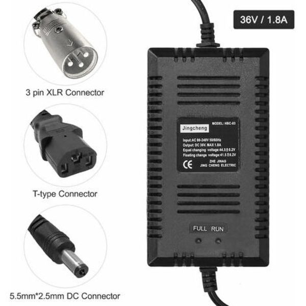 Smart oplader til elcykel og scooter, 36V XLR-stik (type A)