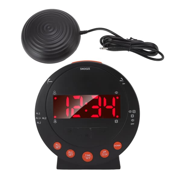 Väckarklocka 110 Decibel Rött Blinkande Ljus Super Shaker Extra Hög Väckarklocka för Student Äldre