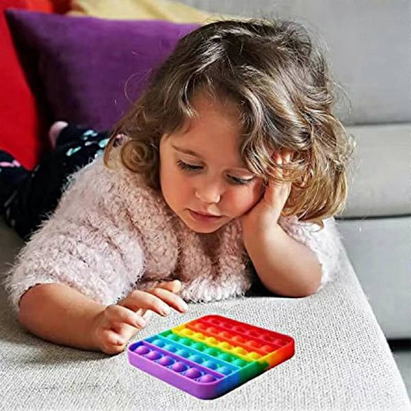 Regnbåge Pop It Fidget Leksak Silikon Bubbla Sensoriskt Spel Stress Relief Barn Pedagogisk Leksak[D]