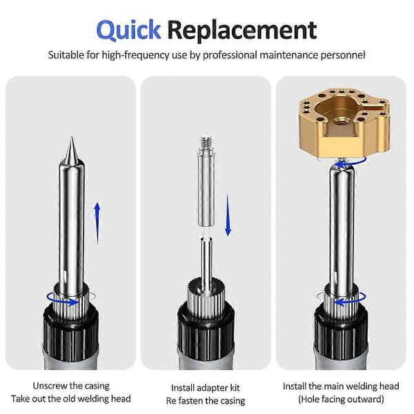 Joystick loddekolbespids med flerhulsring til PS5 PS4-serien og Switch-controllerreparation Effektiv loddespids Gold   silver