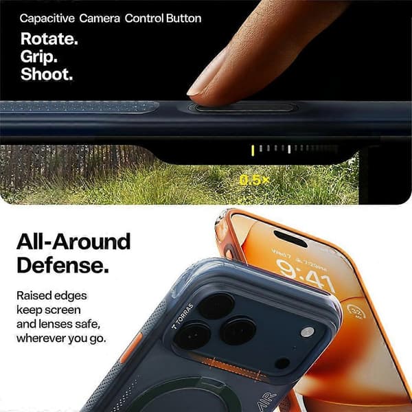 TORRAS Ostand Q3 Air-serien kompatibel med iPhone 17 Pro Max magnetisk dekselstøtte TPU PC-telefonbakside Blue