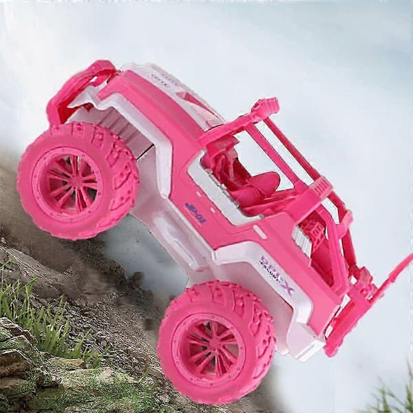 Barn RC Biler Fjernkontroll Leker Bil 2.4 GHz LED Lys Terrengbil Rosa 26s