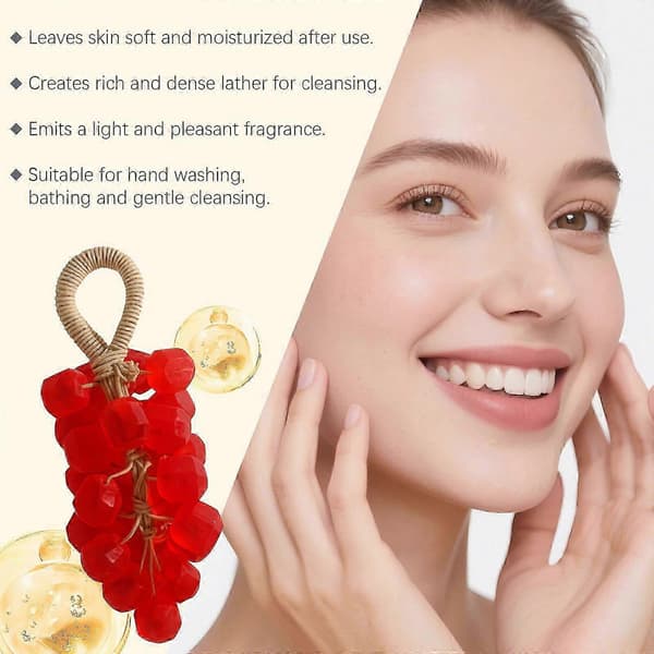 Amz Rose Gem Grape Soap (presentförpackning) Handgjord DIY Gem Transparent Grape Cluster Soap Presentförpackning Skonsam Handvård