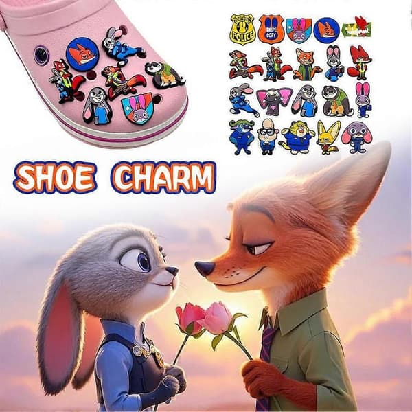 Zootopia 20 st skoberlocker Spänne Tecknad Dekoration för Träskor Sandaler DIY