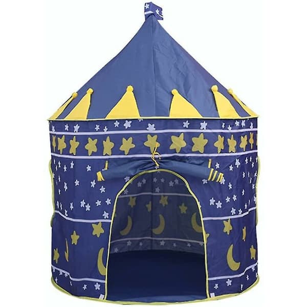 Blåt Børne Pop Up Telt Børne Slottelt Bærbart Pop Up Legetelt med Bæretaske