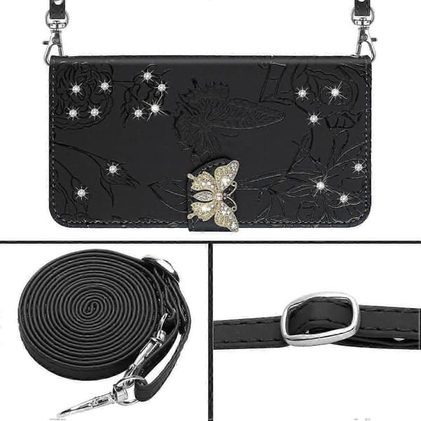 Etui til iPhone 13 PRO MAX Lommebok Sommerfugldeksel Justerbar Hals... Black