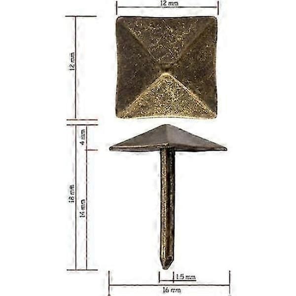 2026 Egnet 40 dekorative messing søm, 12x12mm, bronze finish.
