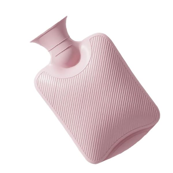 PVC Värmeflaska, explosionssäker, bärbar, med tvättbart överdrag, rosa, 2000 ml 0.3
