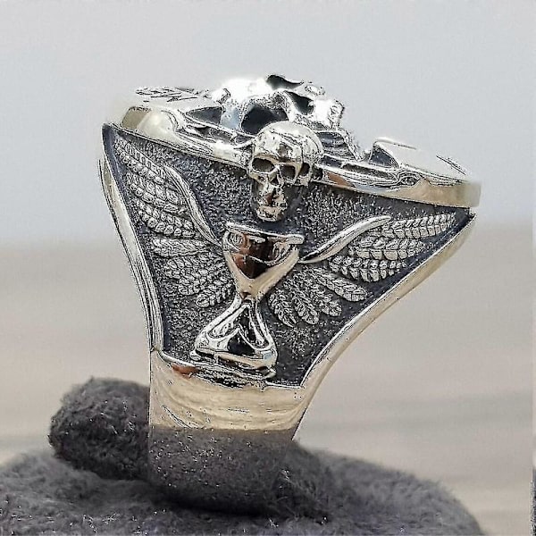 Memento Mori Dödskalle Sterling Silver Ring 10