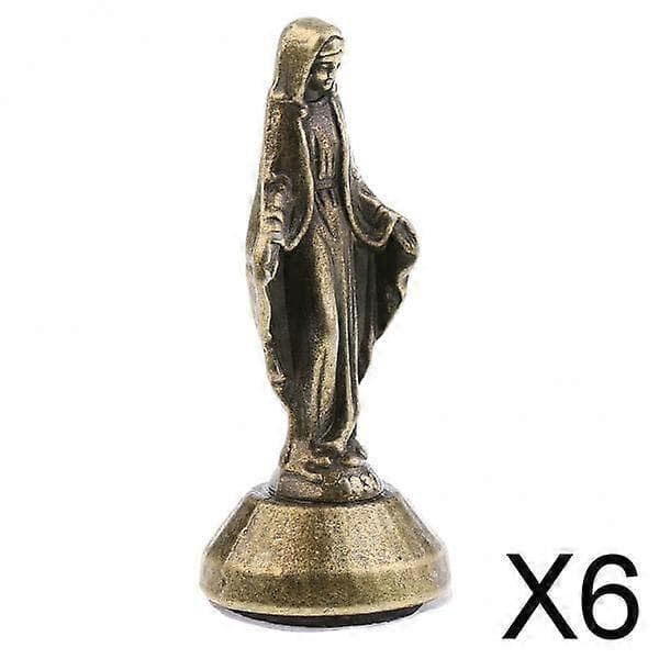 5xMadonna Statue Figur for Bil Hjem Kapell Dekor Bronse 6 Pcs