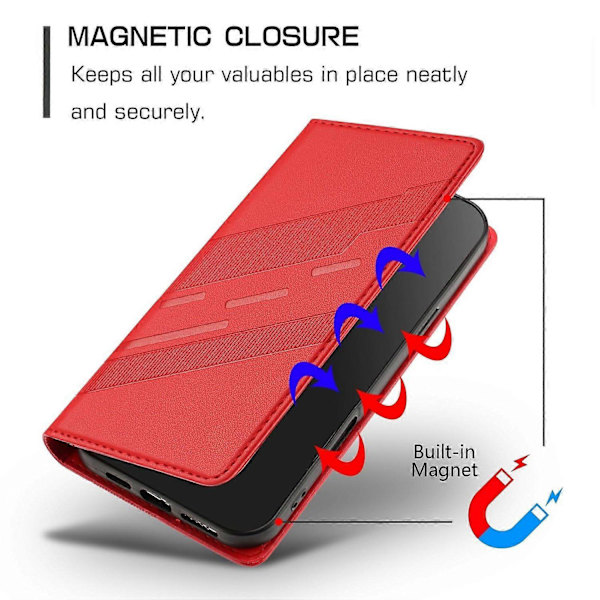 Præget pung PU-etui til OnePlus 9 Pro Red For OnePlus 9 Pro