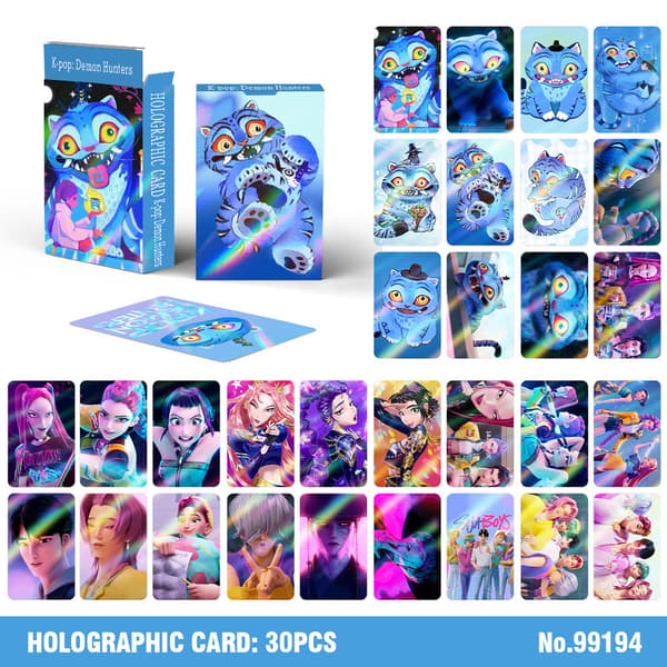 30 Laser Cards K-Pop: Devil Hunter Flash Cards Cartoon Holographic Cards Double-Sided High-Resolution Images