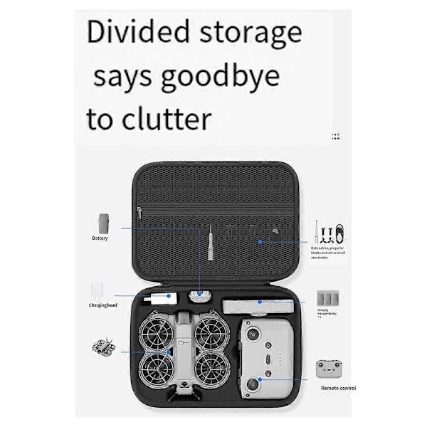 För DJI NEO 2 Combo Bärväska PU Förvaringsväska Stänksäker Axelväska för Drönartillbehör Resevänlig B Black